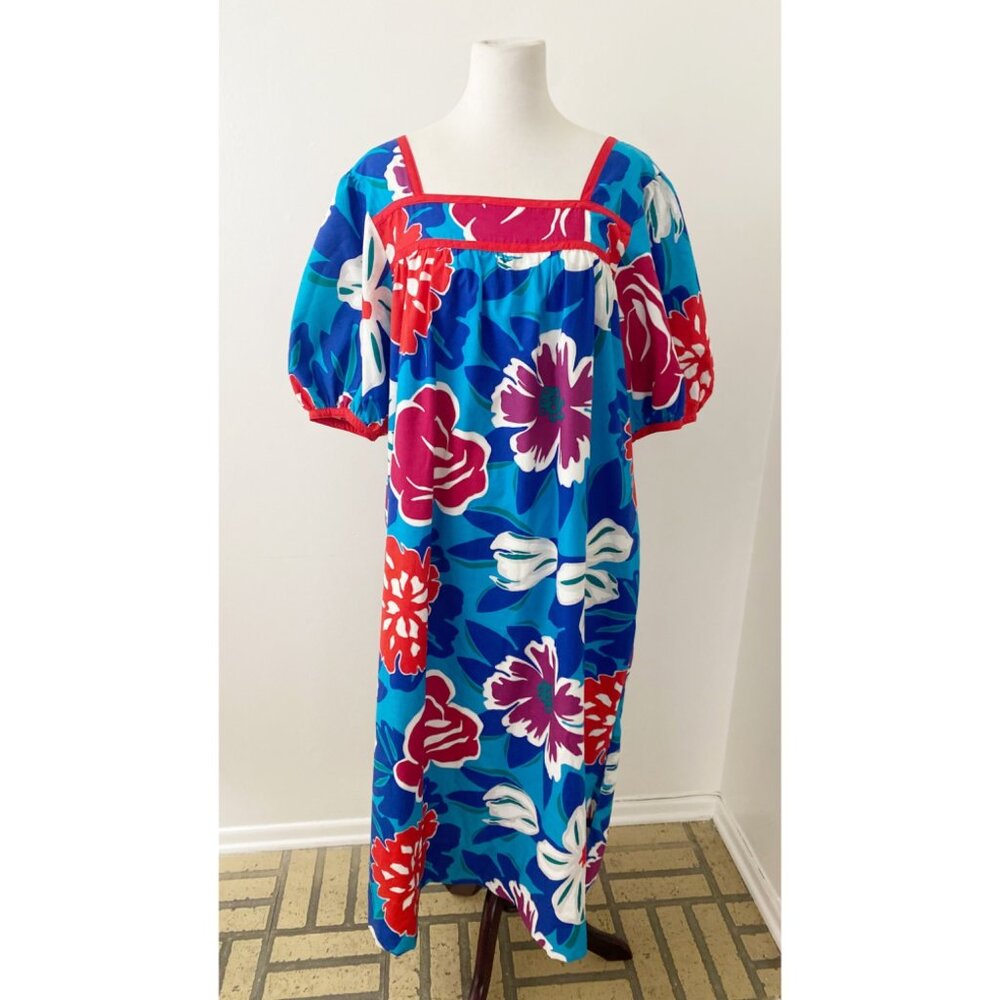 Vintage Oscar de la Renta Swim Floral Hawaiian Tropical Kaftan Dress